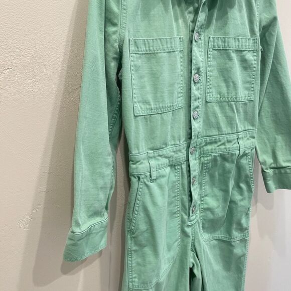 Madewell Garment-Dyed Relaxed Coverall Jumpsuit Pale Evergreen - Size: Small - Picture 8 of 13